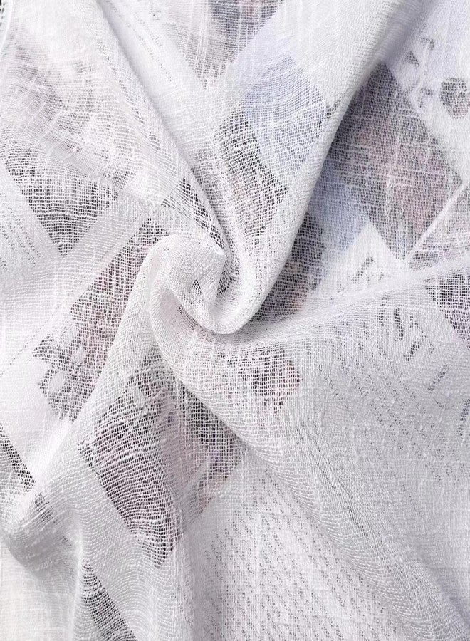 Oindec 2 Pack Sheer Valance Curtain Linen Look Valance for Kitchen Living Room Bedroom White Voile Small Curtains Modern Farmhouse Valances 25 x 18 inches - Image 5